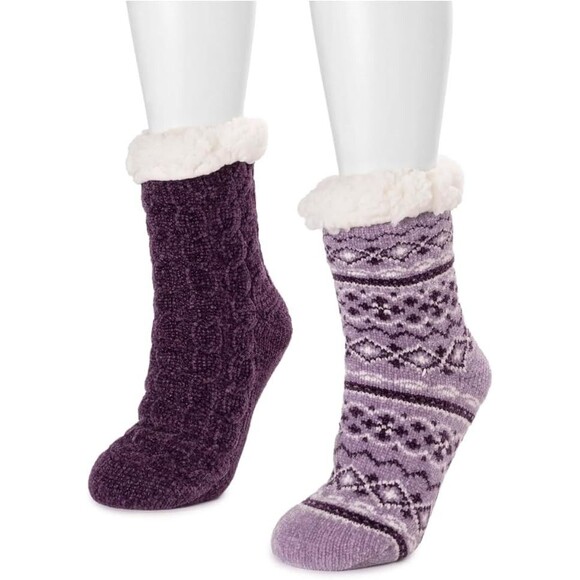 MUK LUKS Women's Cabin Socks - S/M (5-7) 2-Pack - Picture 2 of 3